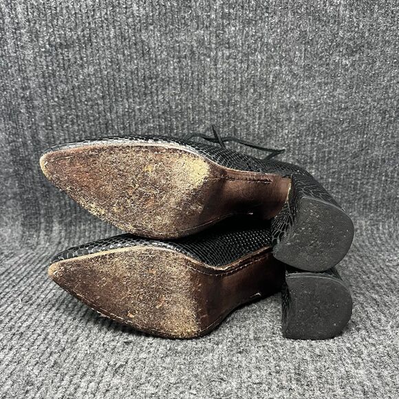 FreeBird by Steven Joyce Black Snakeskin Leather Lace Up Heeled Bootie Women’s 9 - Picture 6 of 8